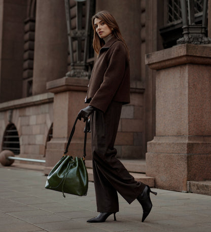 Leather Bucket Handbag for Women - Sybil