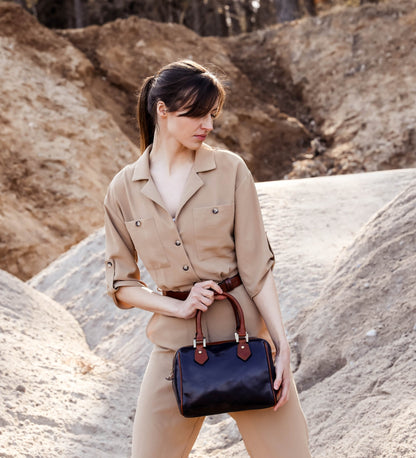 Womens Leather Barrel Bag Handbag Little Dorrit