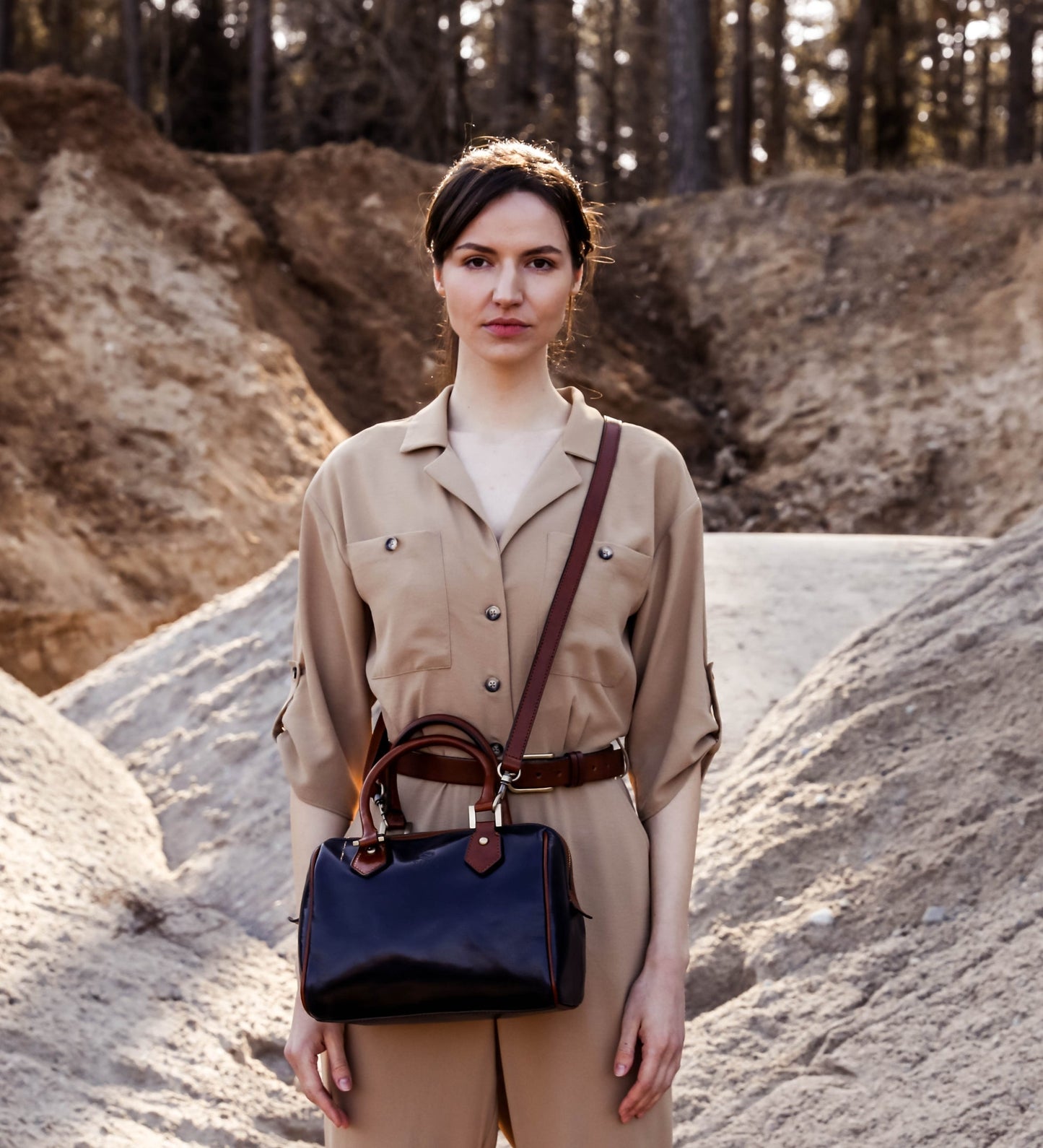 Womens Leather Barrel Bag Handbag Little Dorrit