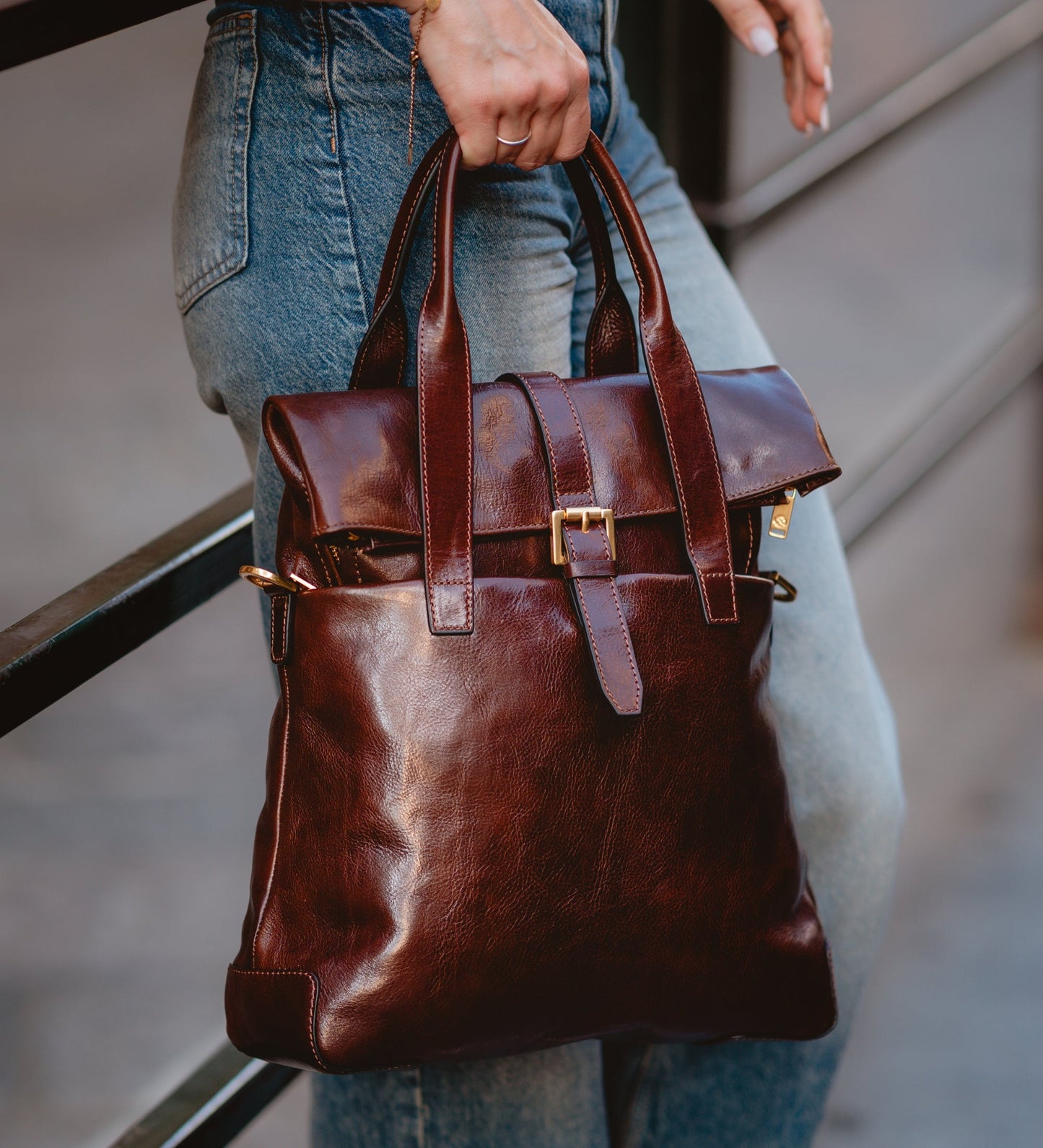 Womens Convertible Leather Shoulder Bag - The Awakening